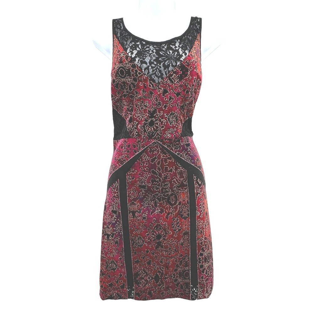 Ecote Velvet Lace Mini Dress Whimsigoth Dark Romantic Goth L Sleeveless